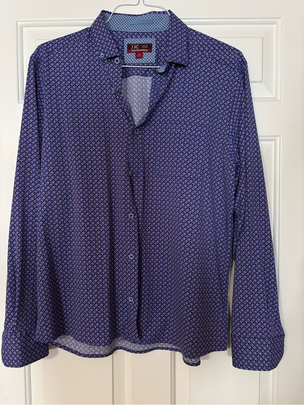Johnston & Murphy Navy and Purple Geometric Print Men’s Shirt